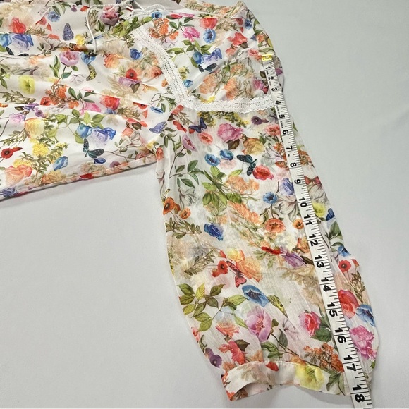 Womens Floral Butterfly Tunic Top Size XL Pullover Long Sleeve Fairy Cottage - Picture 11 of 13